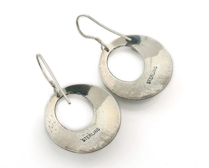 Navajo Dangle Earrings Sterling Silver Natural Gemstones Vintage Handmade