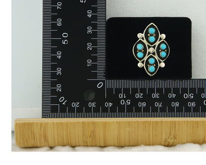 Vintage Zuni Ring 925 Sterling Authentic Natural Turquoise Native Artist Sz 5.25