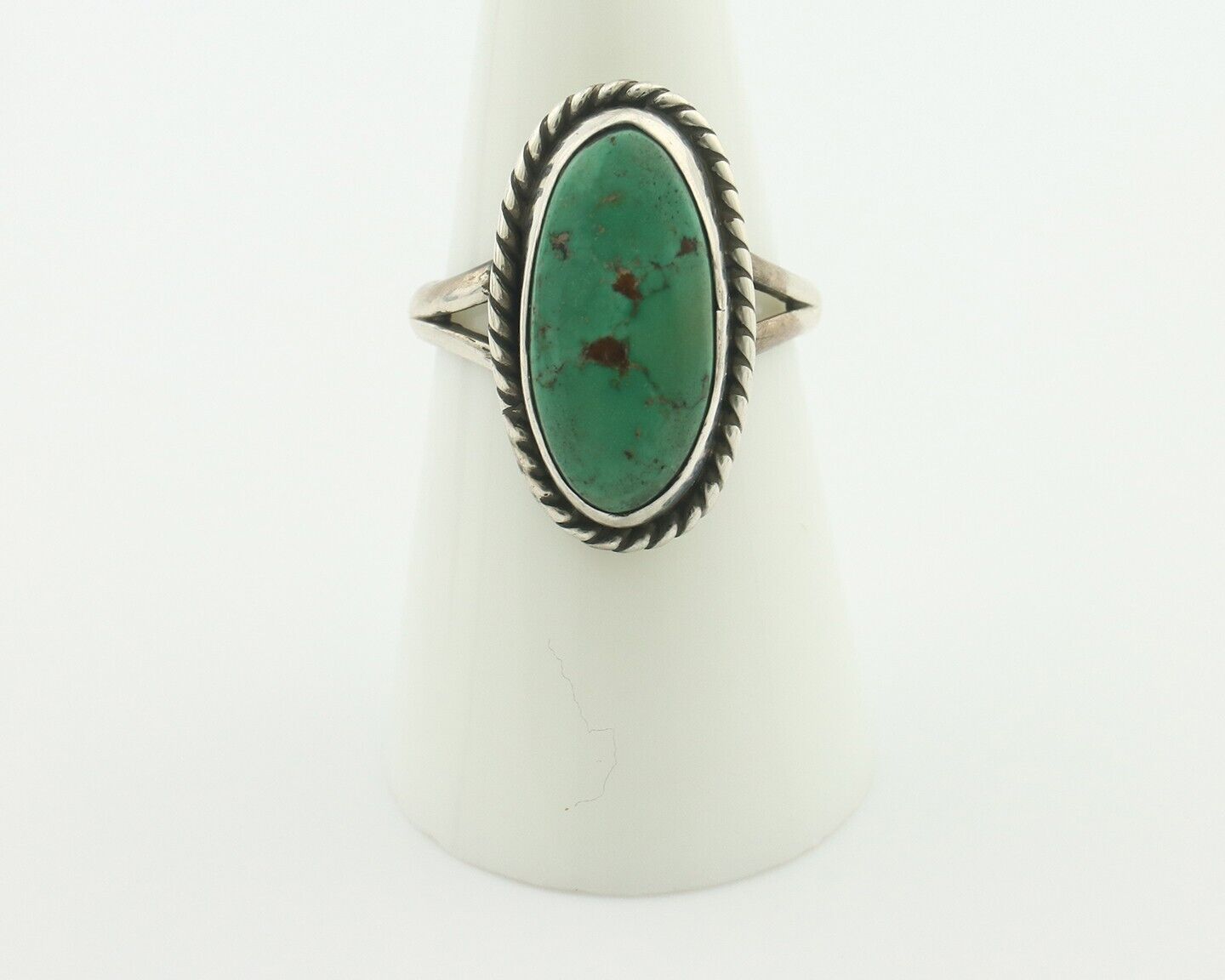 Navajo Ring 925 Silver Natural Green Turquoise Signed M Montoya C.80's