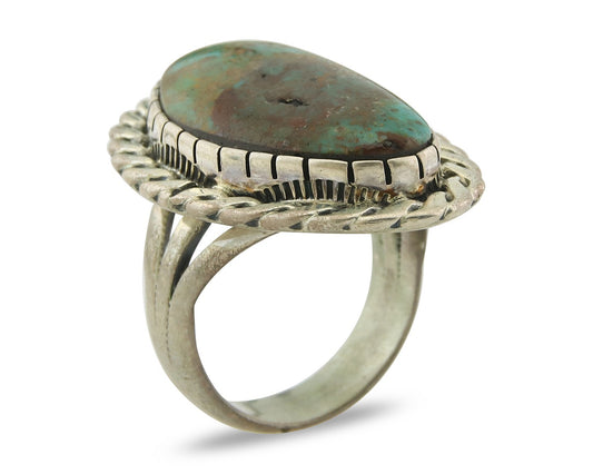 Vintage Navajo Ring 925 Sterling Silver Turquoise Handmade Size 8.25