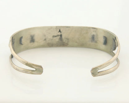 Navajo Cuff Bracelet Sterling Silver Natural Gemstone Vintage Native Signed V
