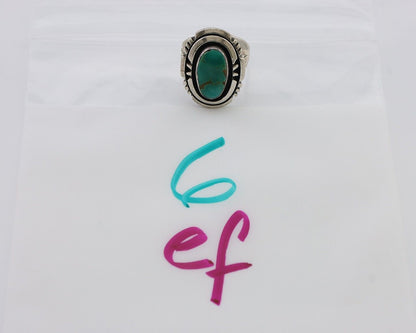 Navajo Ring 925 Silver Turquoise Signed William Denetdale Artist Sz 7.0 C.80's
