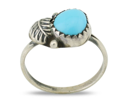 Navajo Ring 925 Silver Sleeping Beauty Turquoise Native American Artist C.80's