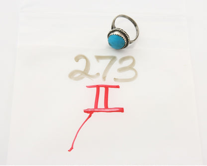 Navajo Ring 925 Sterling Natural Mined Arizona Turquoise C.80's Size 6.0