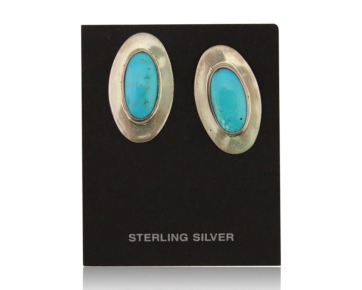 Navajo Earrings 925 Silver Natural Turquoise Native American Artist C.80's