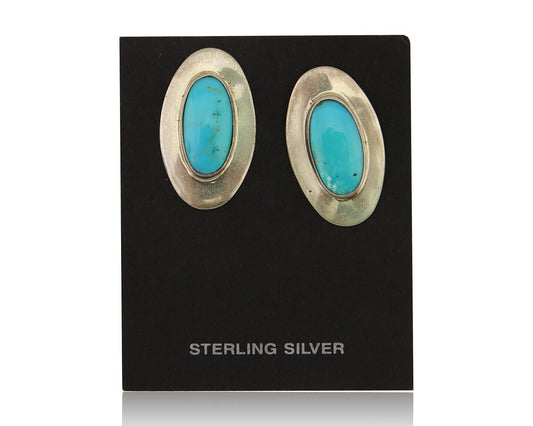 Navajo Earrings 925 Silver Natural Turquoise Native American Artist C.80's