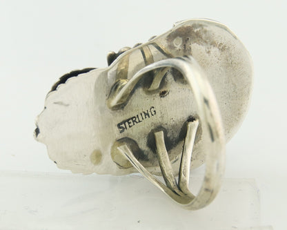 Vintage Navajo Ring 925 Sterling Natural Gemstone Native Artist Size 6.25