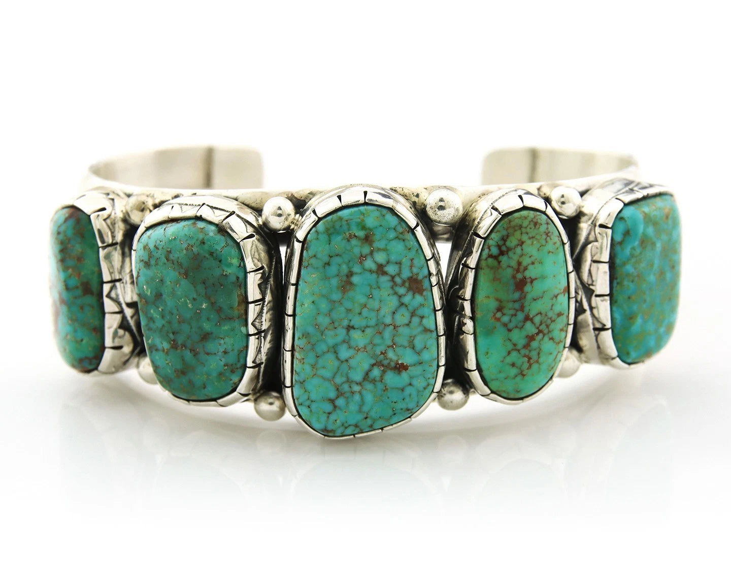 Navajo Bracelet Sterling Silver Spiderweb Turquoise Vintage Signed Lydia Begay