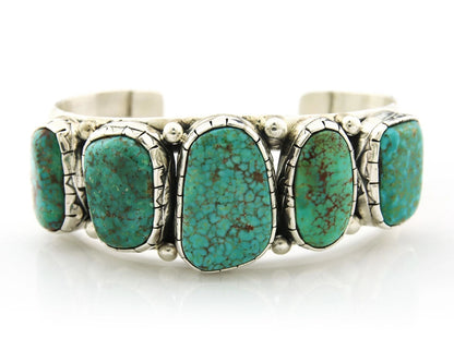 Navajo Bracelet Sterling Silver Spiderweb Turquoise Vintage Signed Lydia Begay