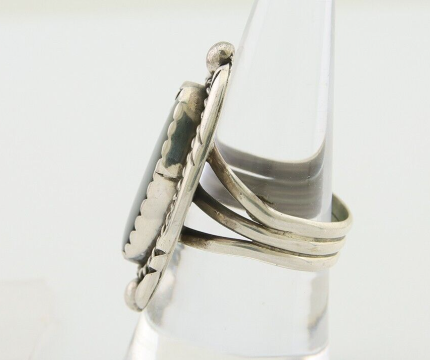 Navajo Ring 925 Silver Black Onyx Artist Signed V & N Edsitty C.80's
