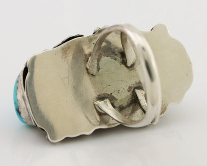 Navajo Ring 925 Silver Sleeping Beauty Turquoise Native American Artist C.80's