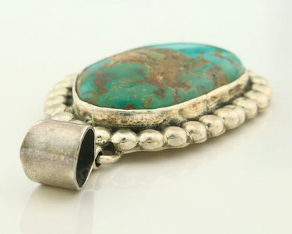 Navajo Pendant 925 Sterling Silver Natural Turquoise Vintage Signed Rabbit Stick