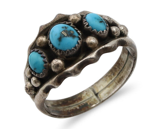 Navajo Ring 925 Silver Blue Artist Signed SkyStone Creations C.80's
