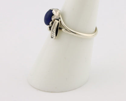 Navajo Ring 925 Silver Natural Mined Lapis Native American Artist C.80's