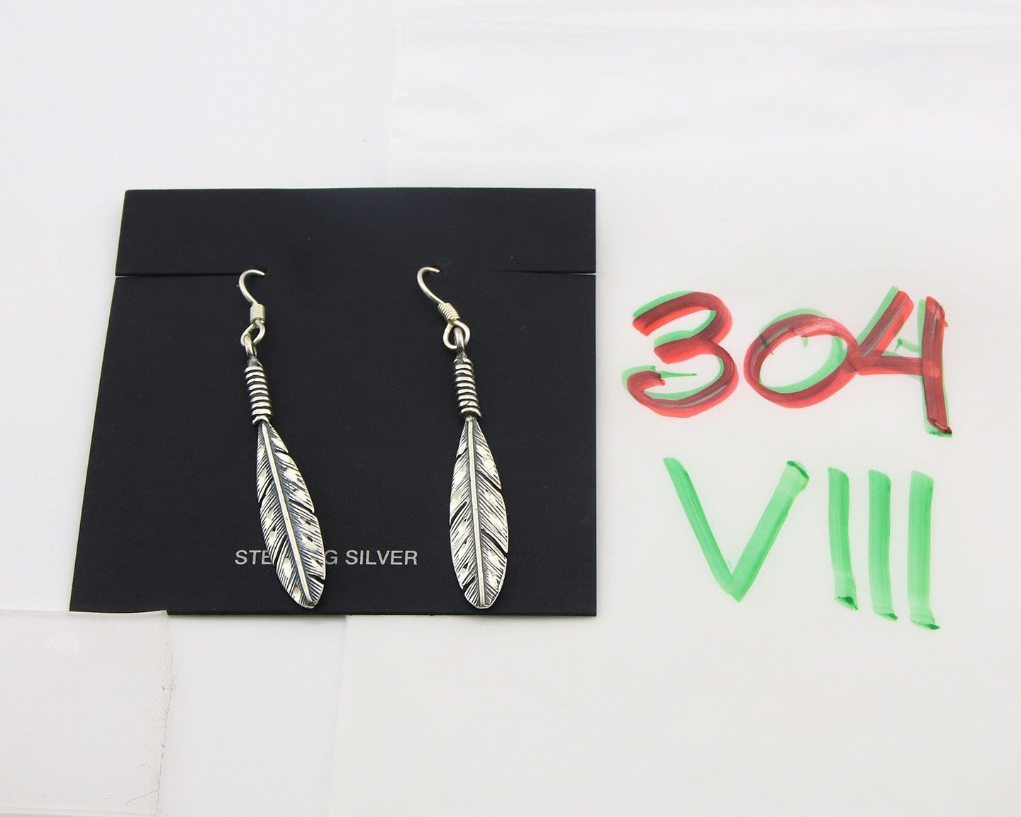 Navajo Eagle Feather Earrings Sterling Silver Dangle Vintage