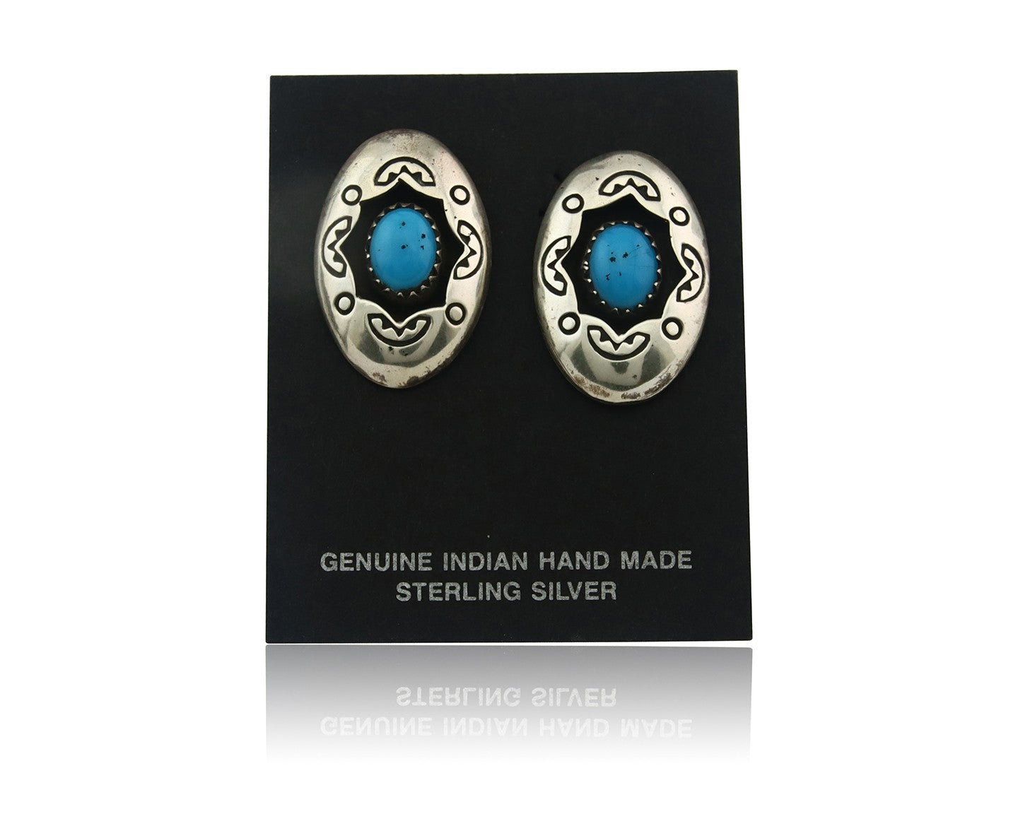 Navajo Earrings Sterling Silver Turquoise Dangle Vintage Authentic Signed P
