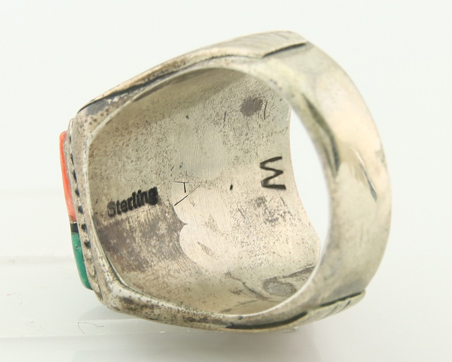 Vintage Zuni Ring 925 Sterling Authentic Natural Gemstone Signed M Size 9.5