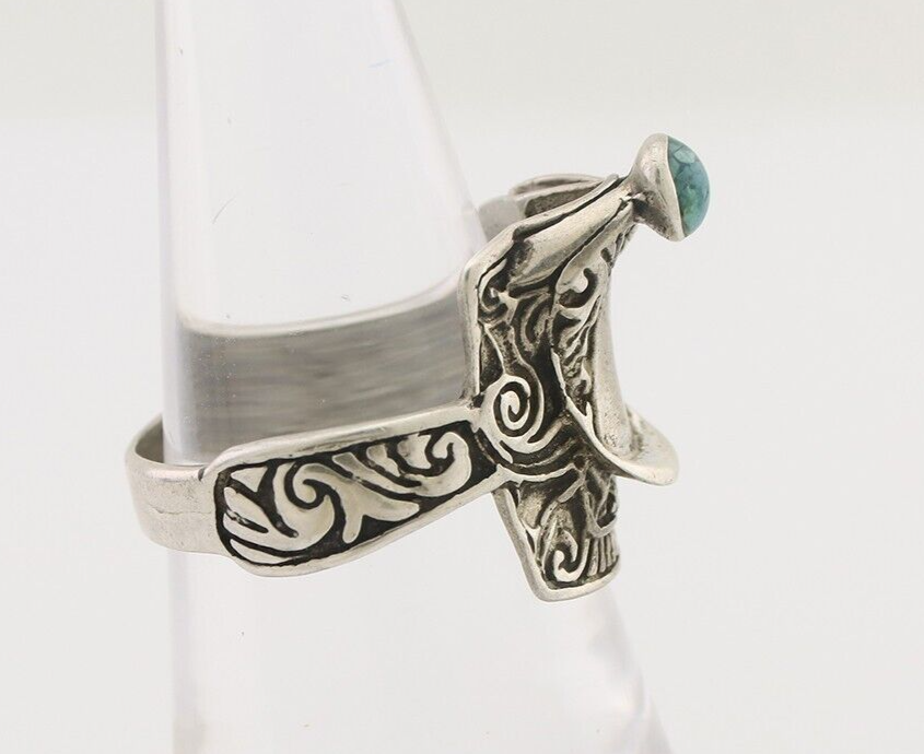 Navajo Ring 925 Silver Natural Turquoise Native American Artist C.80's