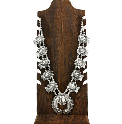Navajo Squash Necklace Earring Set Sterling Silver Signed Carson Blackgoat