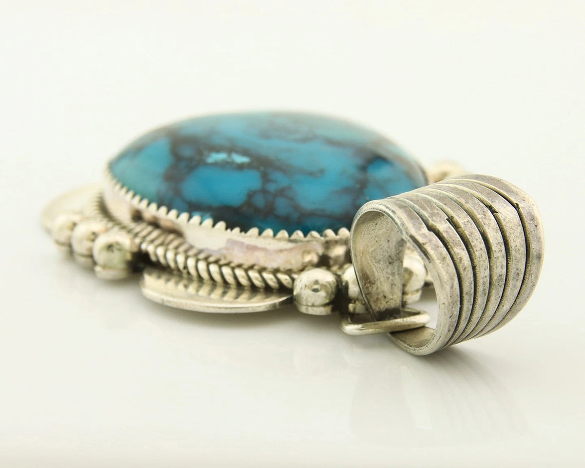 Navajo Pendant Sterling Silver Turquoise Vintage Signed Mark Yazzie