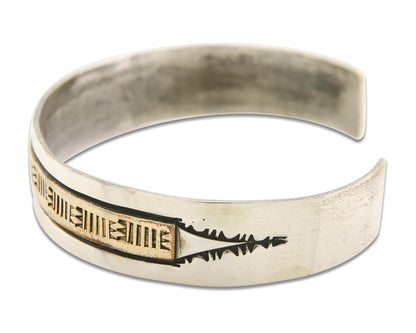 Navajo Bracelet 925 Silver & 12K Gold Cuff Artist Signed Randall Endito C.80's