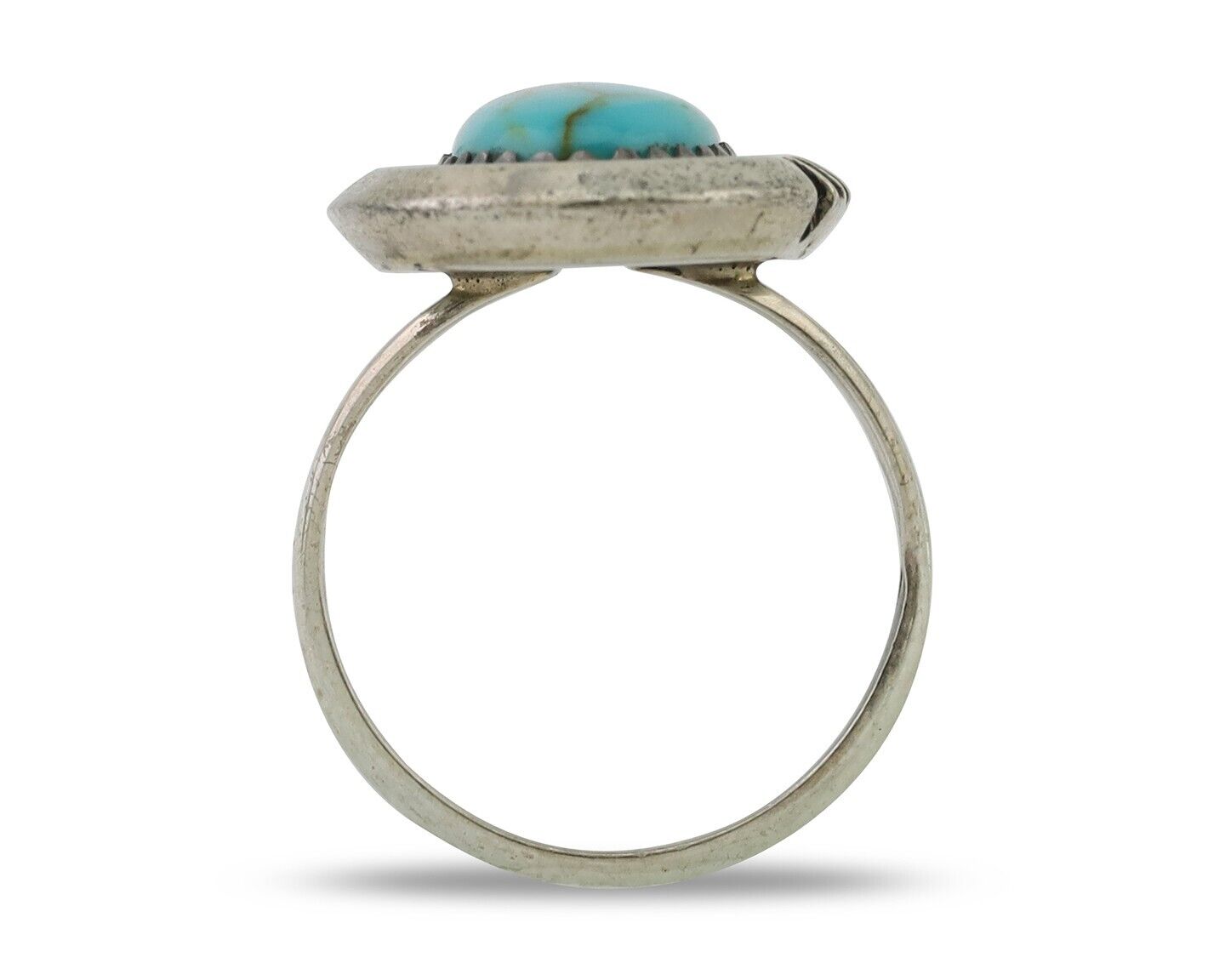 Navajo Ring 925 Silver Natural Turquoise Native American Artist C.80's