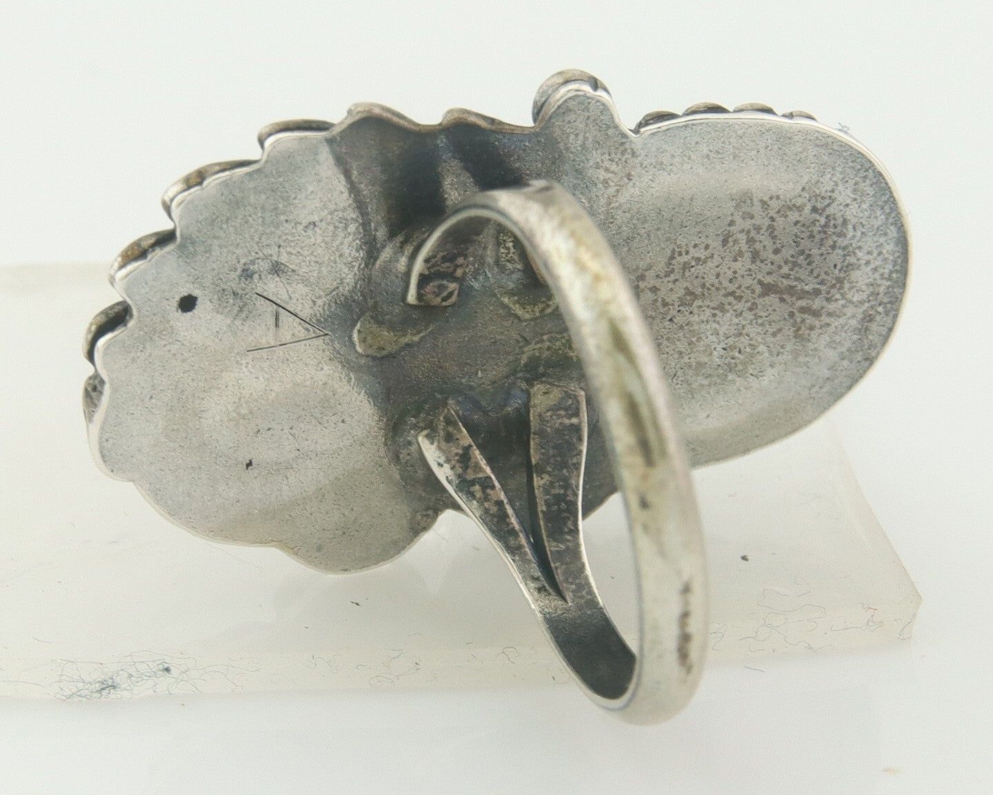 Navajo Ring 925 Sterling Turquoise & Coral Native Artist C.80's Size 7.5