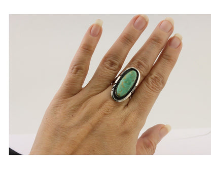 Navajo Ring 925 Silver Natural Blue Turquoise Native American Artist C.80's