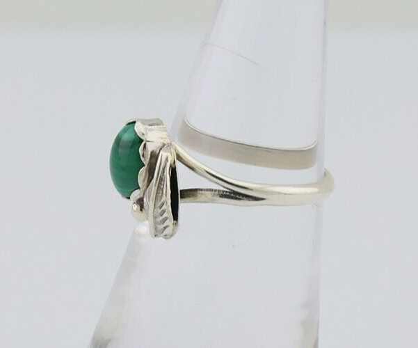 Navajo Handmade Ring 925 Silver Natural Malachite Native Artist Size 6.0 C.80's