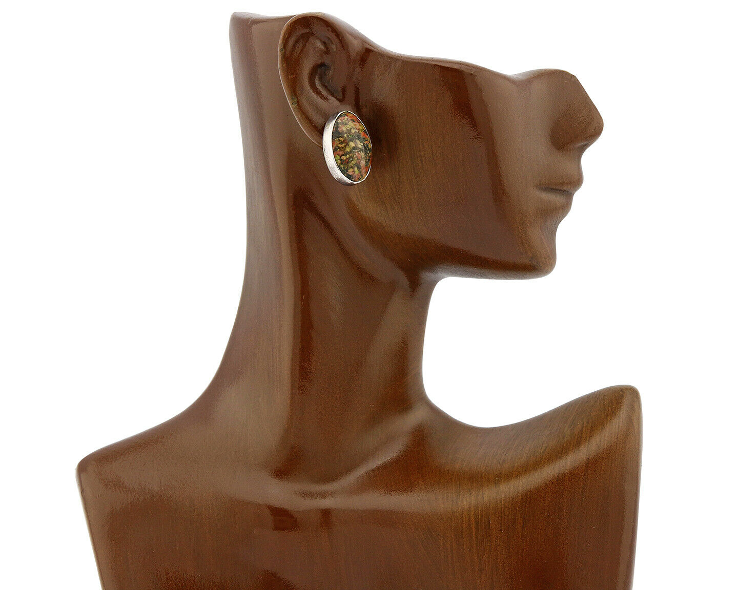 Navajo Natural Agate Gemstone Stud .925 Sterling Silver Earrings