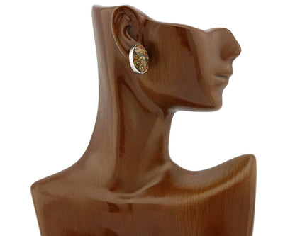 Navajo Natural Agate Gemstone Stud .925 Sterling Silver Earrings