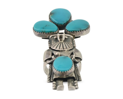 Navajo Kachina Ring 925 Silver Turquoise Artist Signed Broken Arrow C.80's