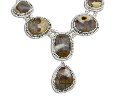 Unique Navajo Indian Natural Mined Agate in .925 SOLID Silver Bead Necklace