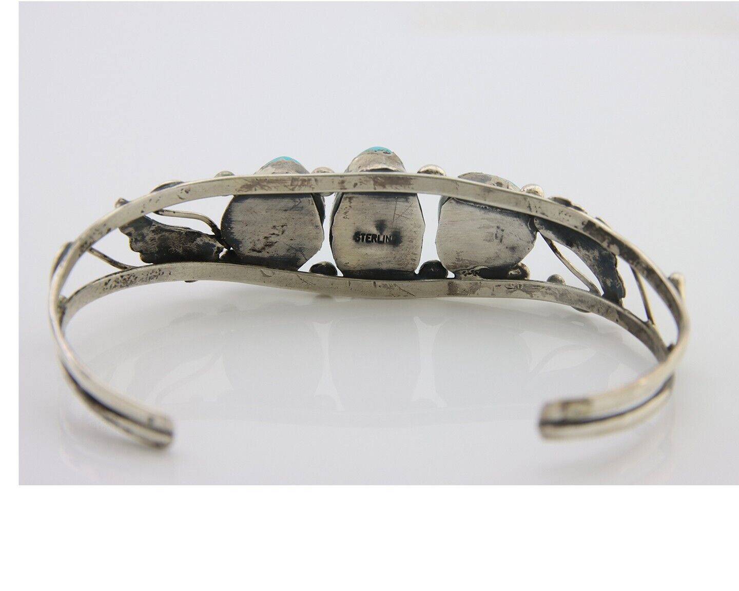 Navajo Bracelet 925 Silver Sleeping Beauty Turquoise Native American C.80's