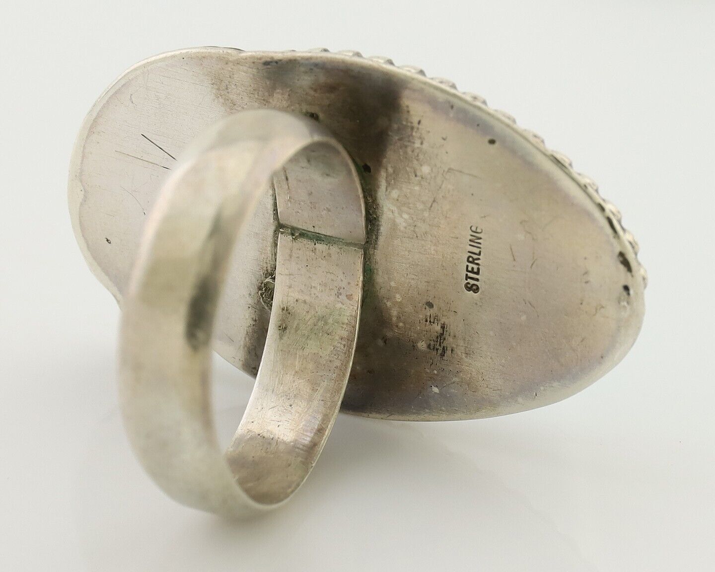 Navajo Ring 925 Silver Natural Kingman Turquoise Native American Artist C.80's