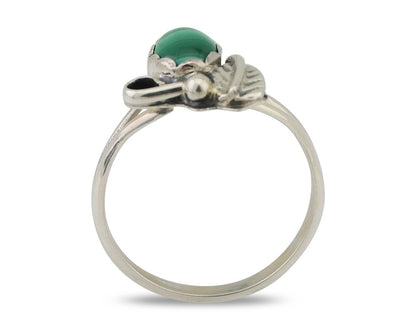 Navajo Handmade Ring 925 Silver Natural Malachite Native Artist Size 5.75 C.80's