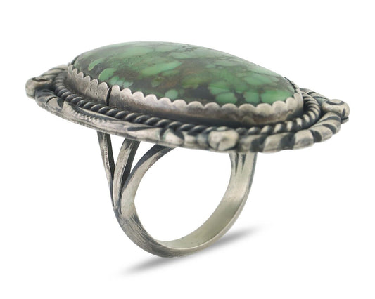 Navajo Ring 925 Silver Varascite Native American Artist C.80's