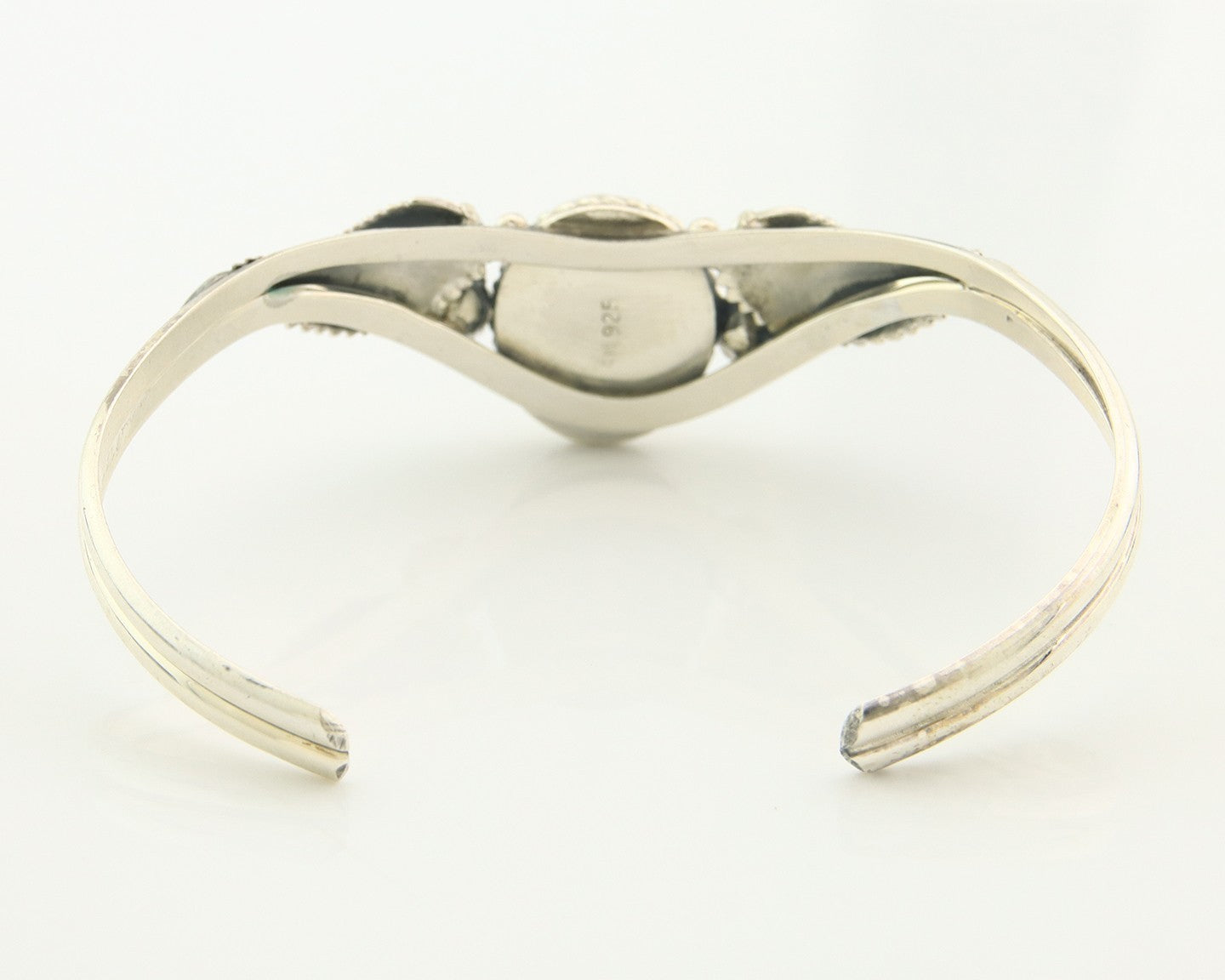 Navajo Cuff Bracelet Sterling Silver Natural Malachite Vintage Signed SN