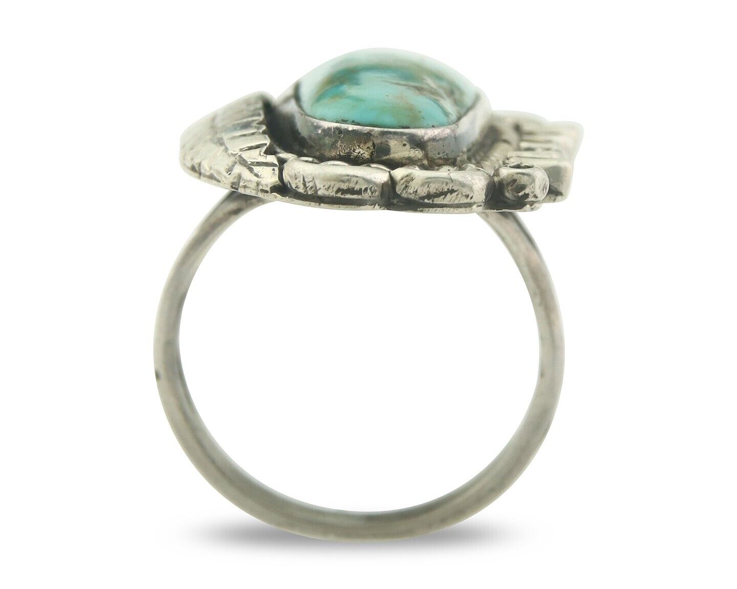 Navajo Ring 925 Sterling Blue Turquoise Artist Signed Richard Yazza C.80's