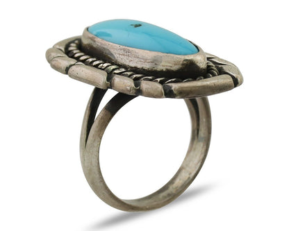 Navajo Ring 925 Silver Natural Turquoise Native American Artist Size 6.0 C.80's