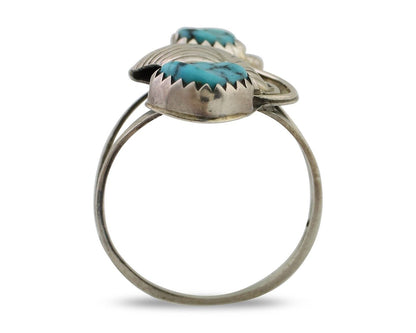 Navajo Handmade Ring 925 Silver Kingman Turquoise Native American Artist C.80's