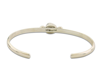 Navajo Bracelet .925 Silver Natural Red Coral Cuff Native American Artist C.80's