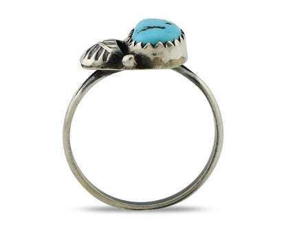 Navajo Ring 925 Silver Sleeping Beauty Turquoise Native American Artist C.80's