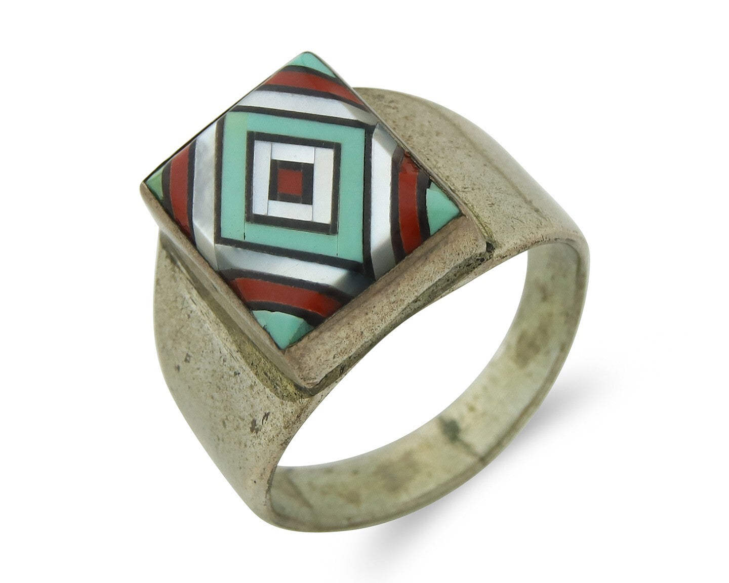 Vintage Zuni Ring 925 Sterling Natural Authentic Gemstone Handmade Size 9.75