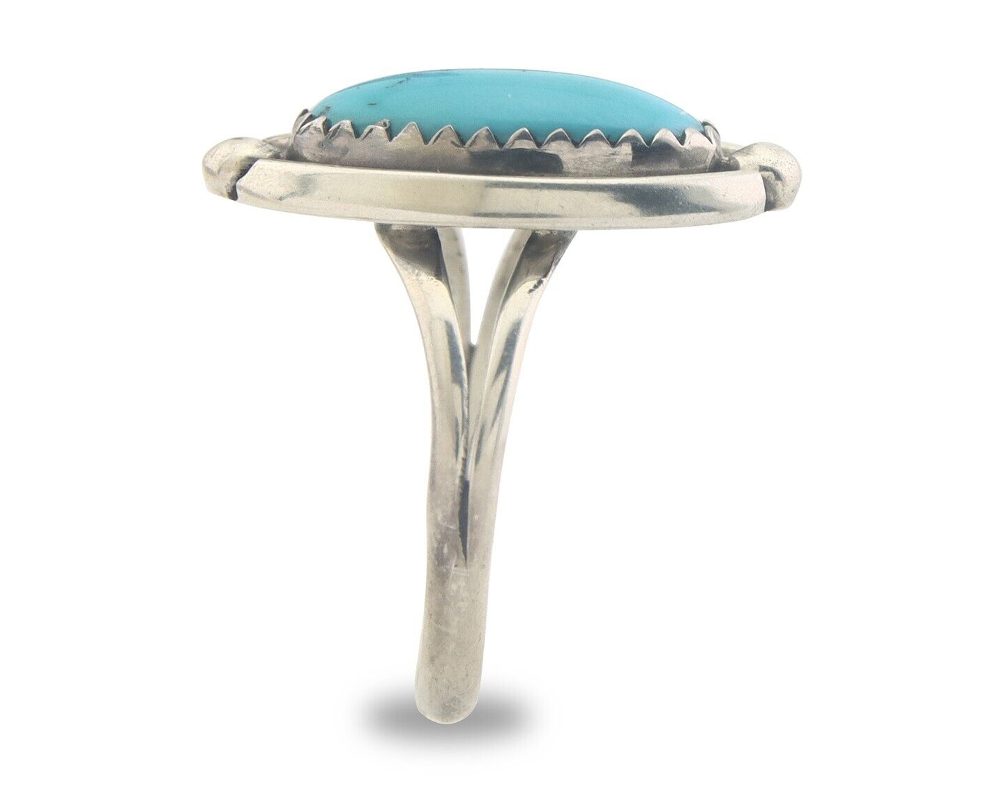 Navajo Ring 925 Sterling Natural Turquoise Native Artist C.80's Size 6.25