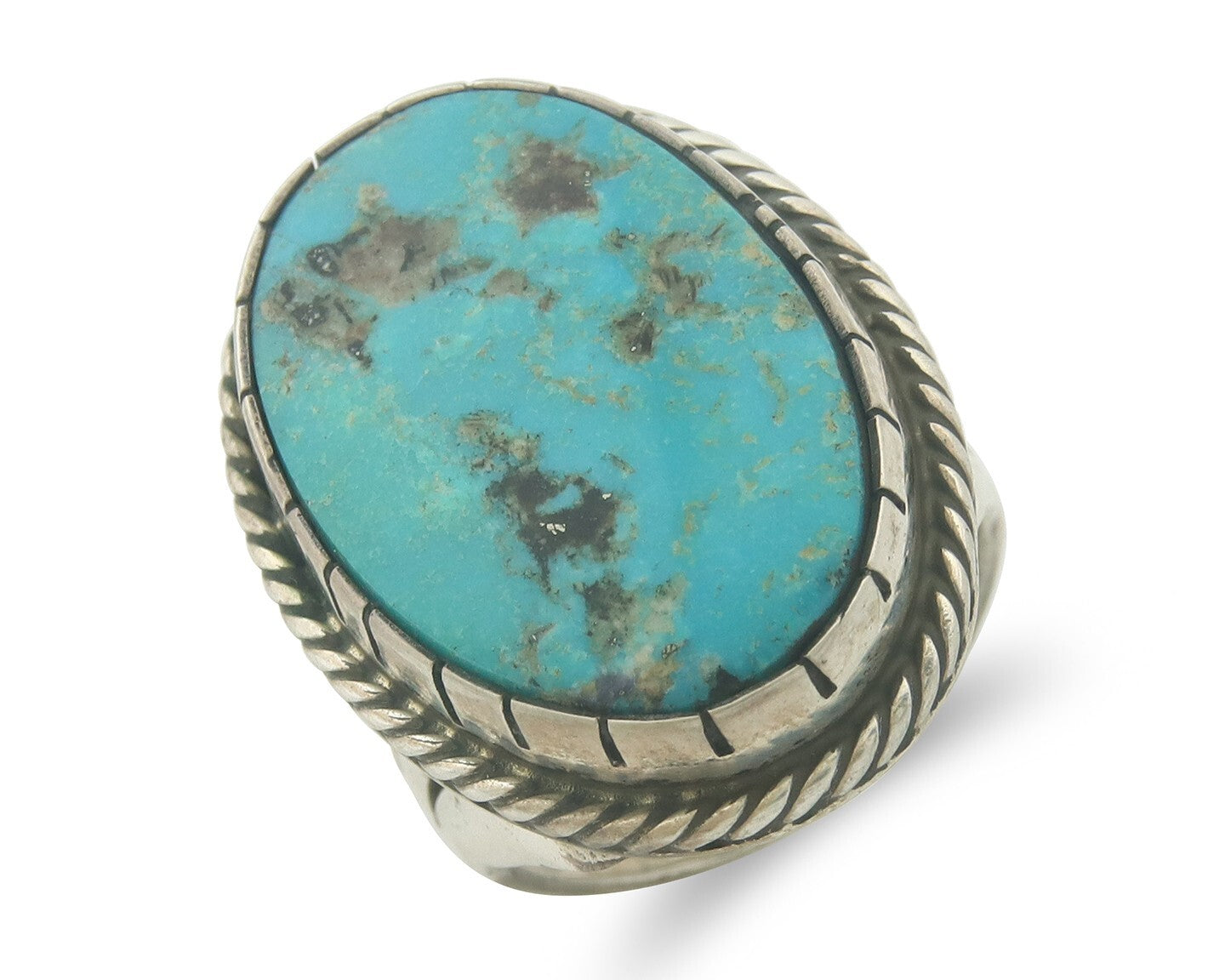 Vintage Navajo Ring 925 Sterling Authentic Traditional Turquoise Size 6.75