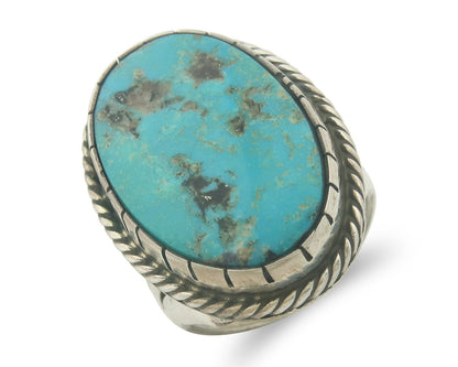 Vintage Navajo Ring 925 Sterling Authentic Traditional Turquoise Size 6.75