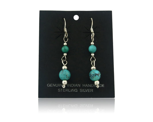 Navajo Earrings Sterling Silver Turquoise Vintage Dangle Handmade