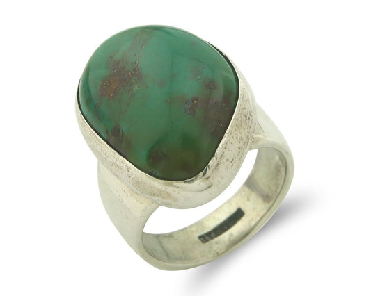 Navajo Ring 925 Sterling Turquoise Handmade Signed M Montoya C.80's Size 7.25