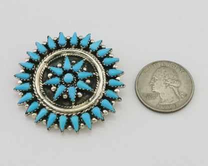 Navajo Pin Pendant 925 Silver Blue Turquoise Signed Benson Yazzie C.80's